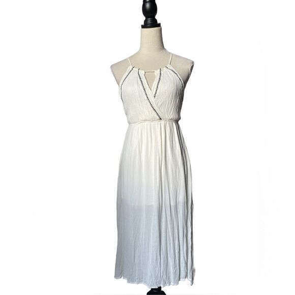 L*Space Cream Color Lightweight Lined Swim Coverup w/Embroidery (Size: Medium) - Picture 1 of 12
